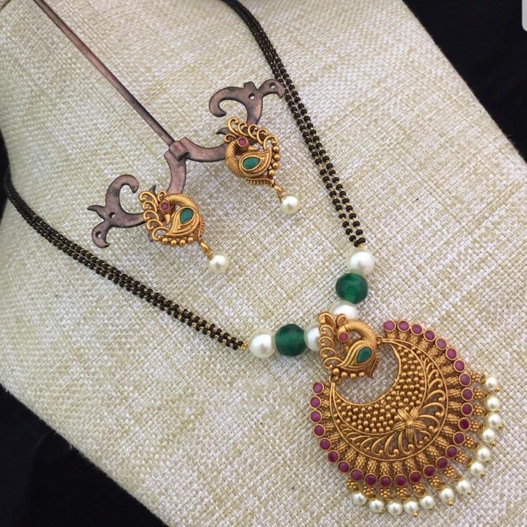 Mangalsuthra chain with a pearl hanging - LumibellaFashion