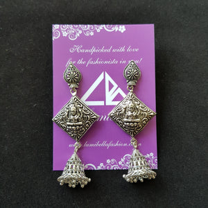 Temple Style German silver long earrings