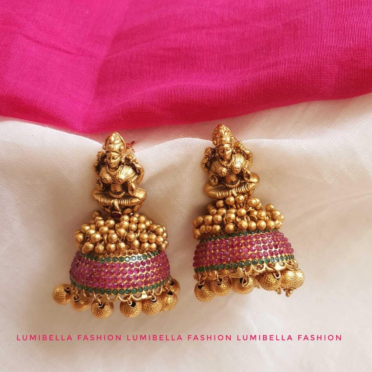 Laxmi Matte Style Traditional Jhumki - LumibellaFashion