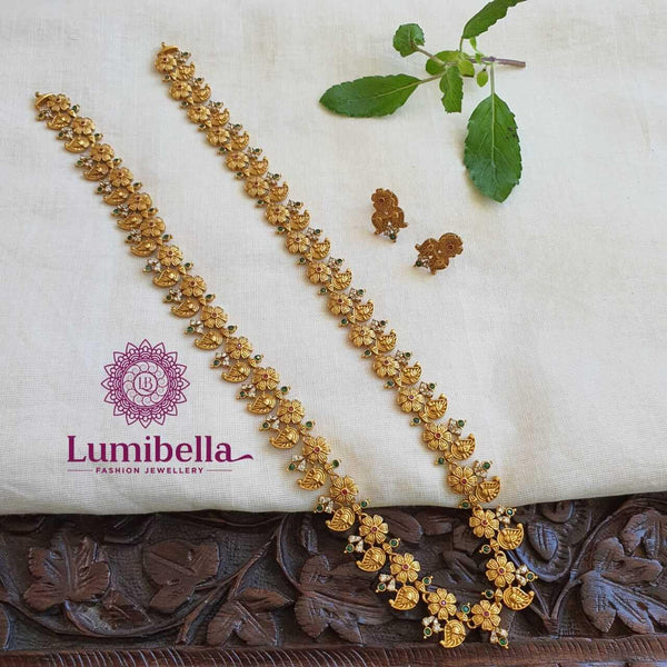Floral Matte Haram With Stud Earrings - LumibellaFashion