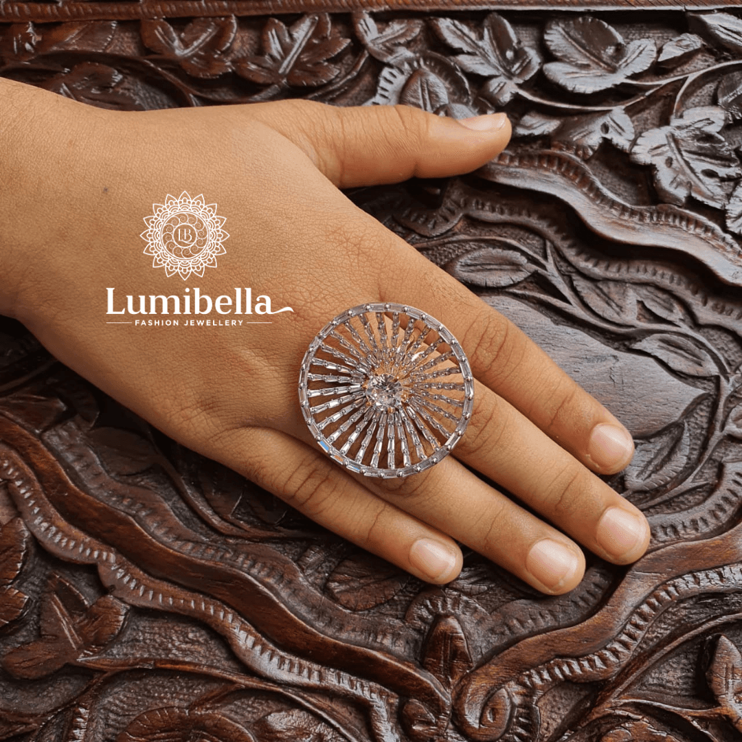 Round American Diamond Finger Ring - LumibellaFashion