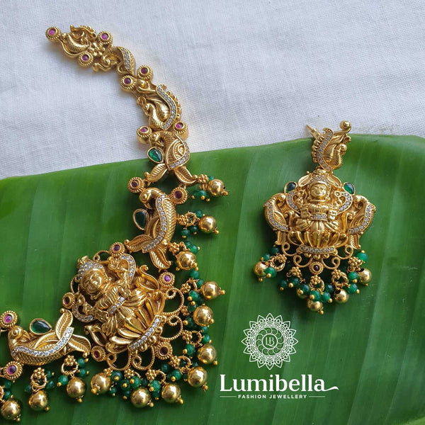 Lakshmi Green Beads Earrings