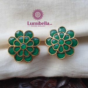Green Jadau Stud Earrings - LumibellaFashion