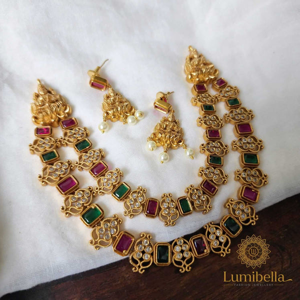 Kemp Layered Lakshmi Necklace Multi color