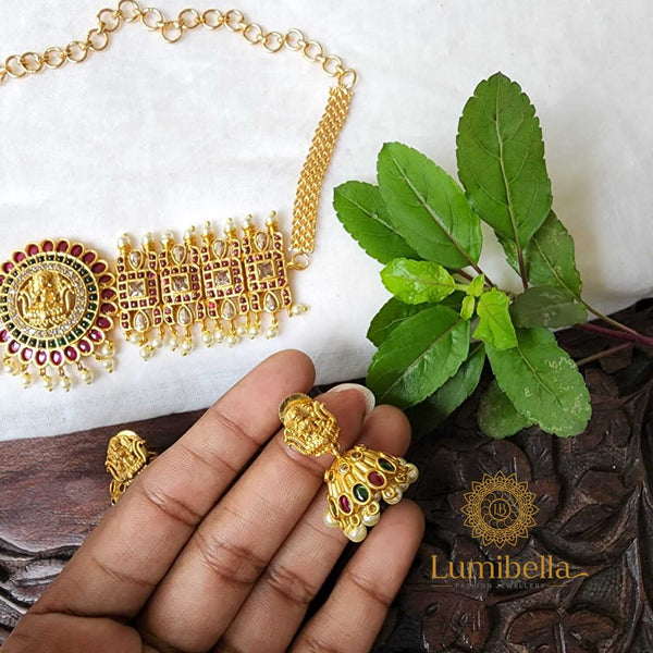 Traditional Lakshmi Temple necklace combo earrings