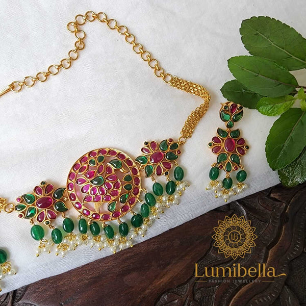 Pendant Peacock Floral Necklace combo earrings