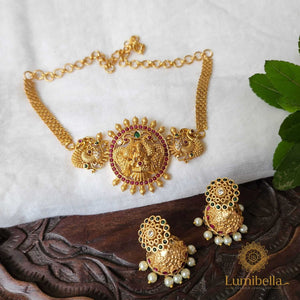 Peacock flanged  Lakshmi Devi  Necklace Set