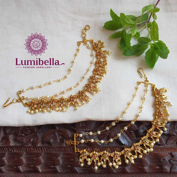 Bridal Earchains With Pearls - LumibellaFashion