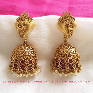 temple jhumki earrings 
