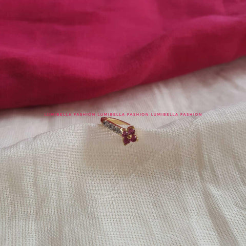 Ruby American Diamond Studded Nose Ring - LumibellaFashion