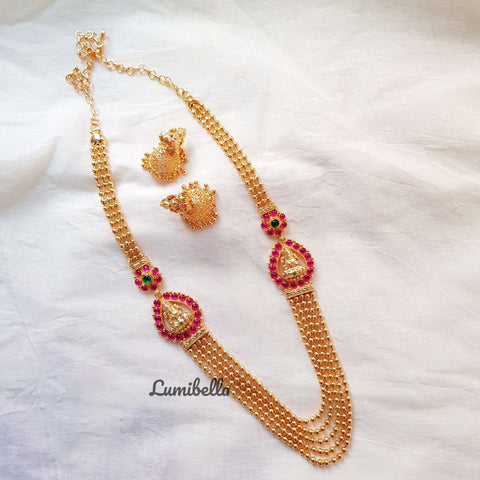 Elegant Laxmi Style Antique Neckset with Jhumka - LumibellaFashion