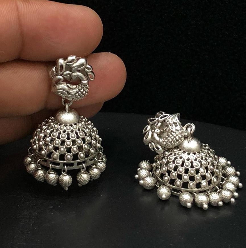 oxidised jhumki earrings