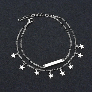 Star Charms Boho Anklets / Bracelet Style Heart Silver Chains - LumibellaFashion