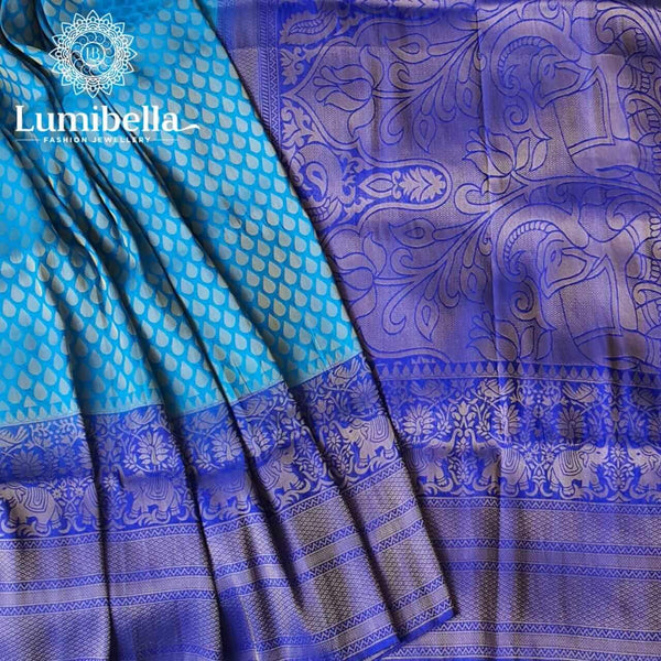 blue banarasi saree