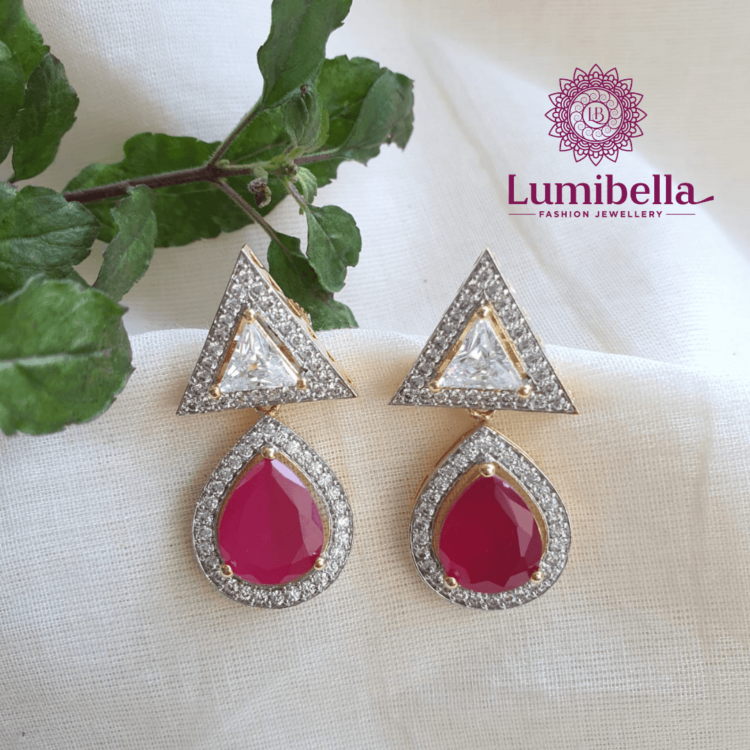 Ruby Designer Dangler Earrings - LumibellaFashion
