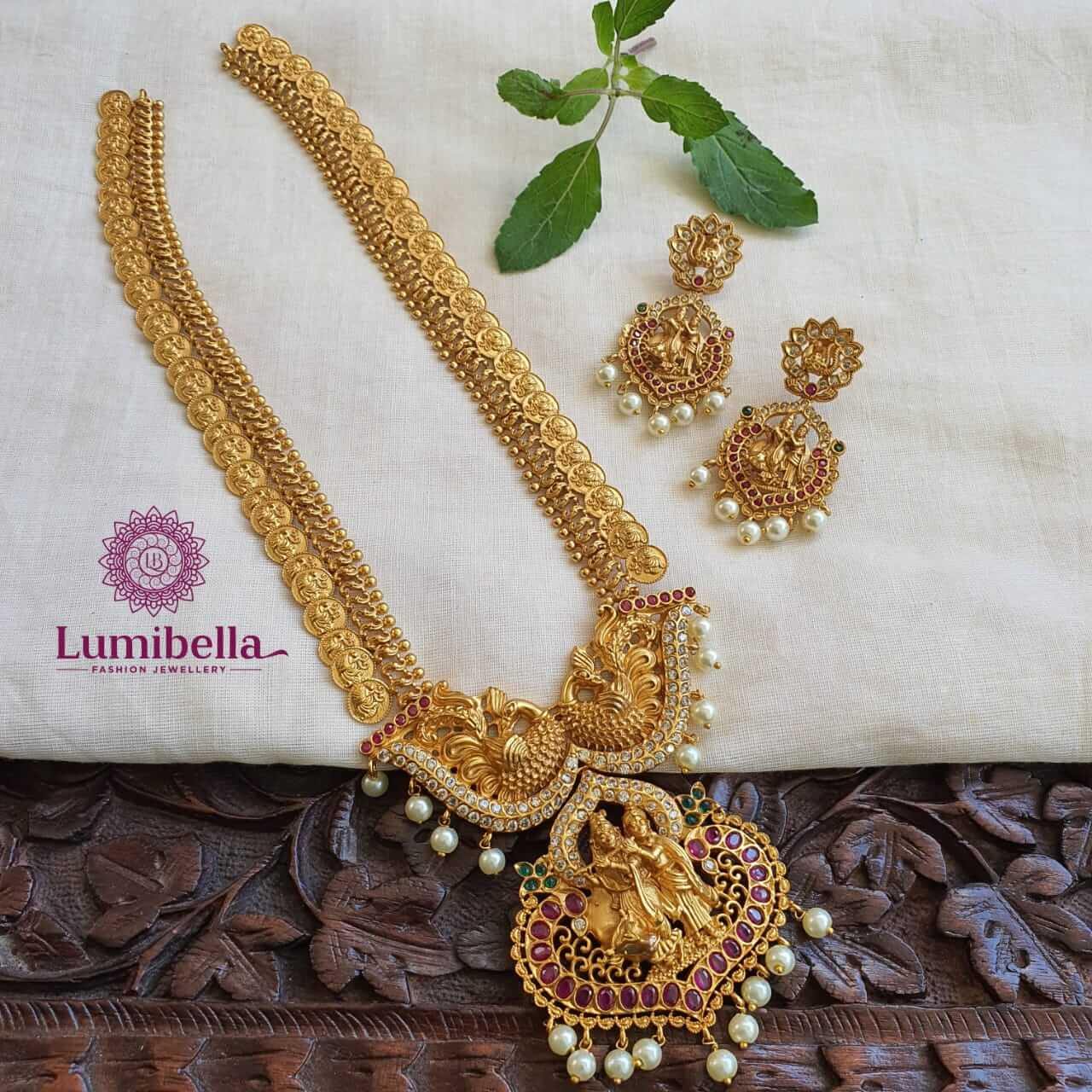 Temple short necklace with american diamonds - LumibellaFashion