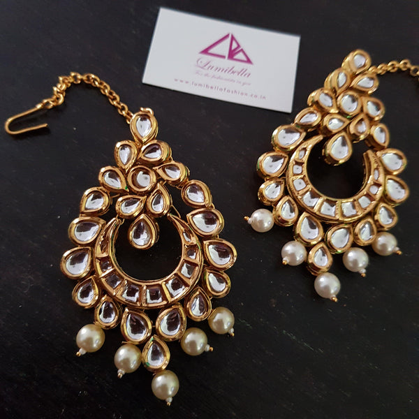 Heavy work Designer Kundan Bridal Earrings - LumibellaFashion