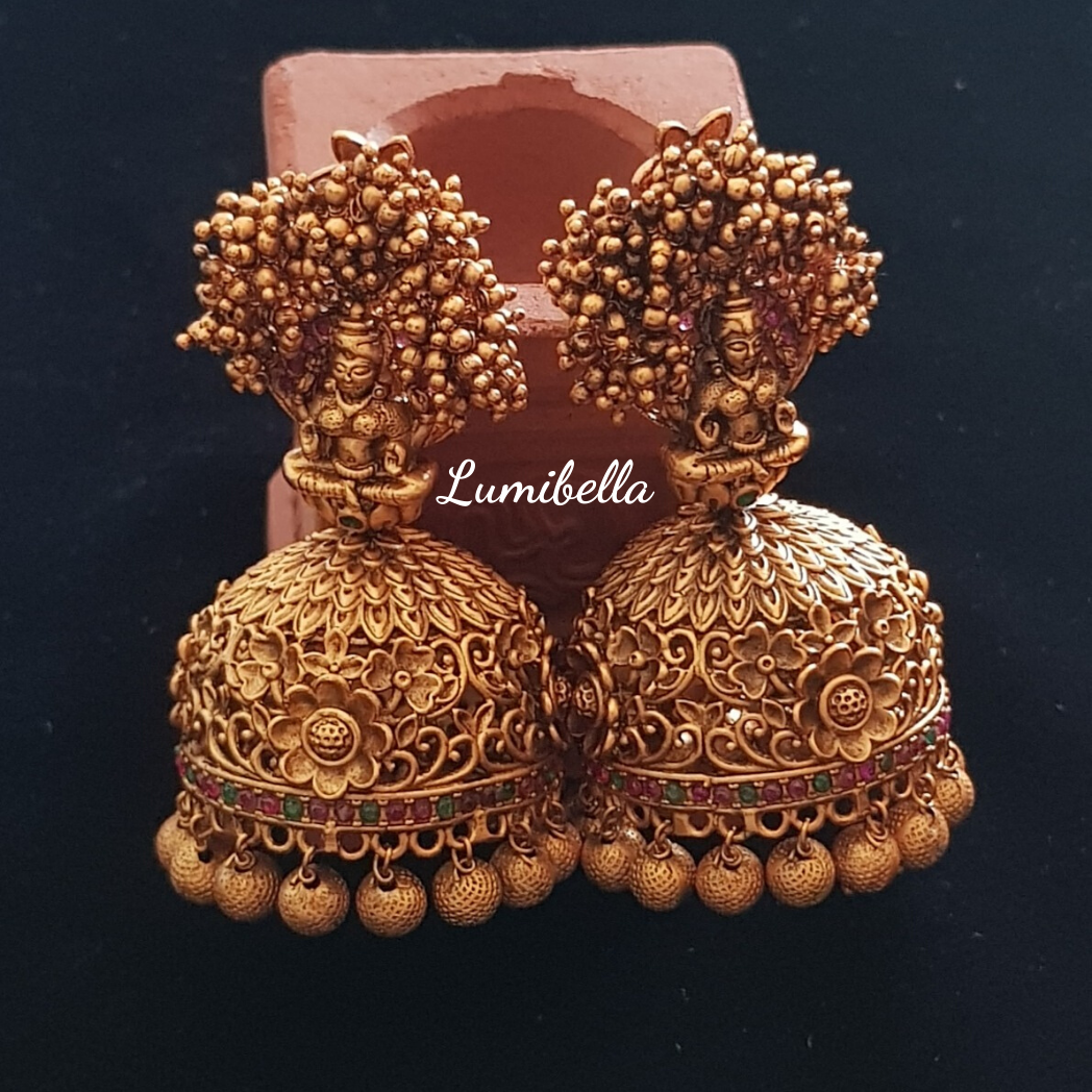goddess lakshmi jhumki earrings