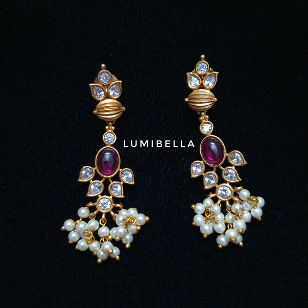 Navarathna Guttapusalu Necklace With Kemp Embellishment - LumibellaFashion