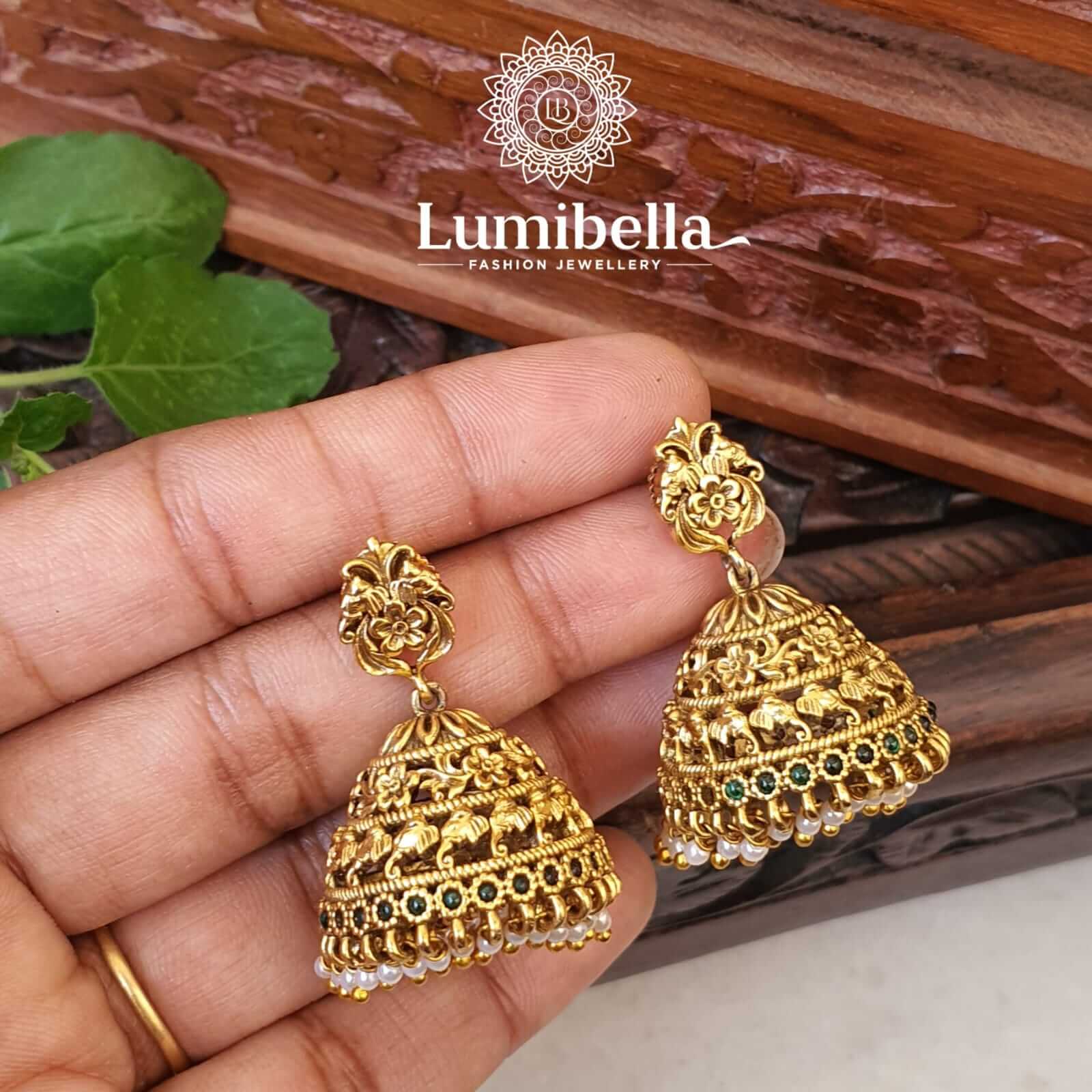small jhumka earrings gold