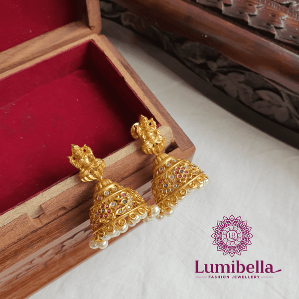 Intricate Laxmi Haram With Matte Gold Polish - LumibellaFashion