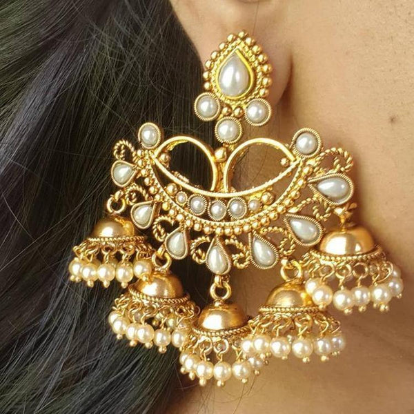 Chandbali Style Designer Earrings with Jhumka Gungurus - LumibellaFashion