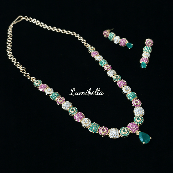 american diamond necklace with earrings