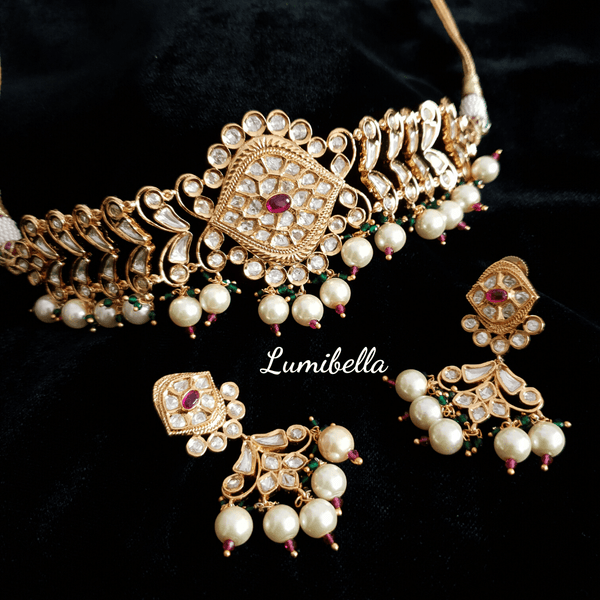 Traditional Kundan Choker Necklace - LumibellaFashion