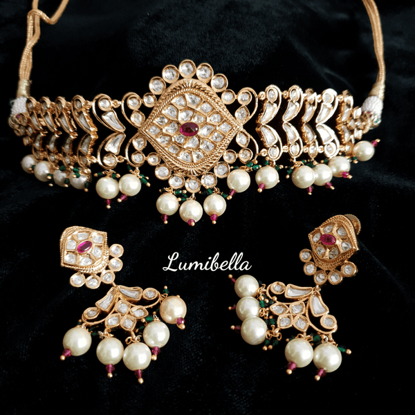Traditional Kundan Choker Necklace - LumibellaFashion